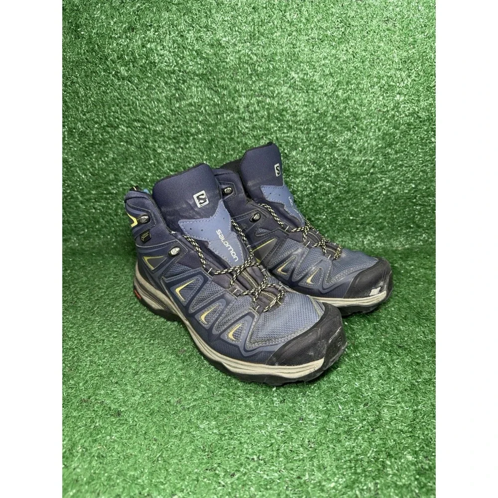 Salomon X Ultra 3 Gore Tex Women Size 8.5 Blue Hiking Trail Boots Hi Top Sneaker